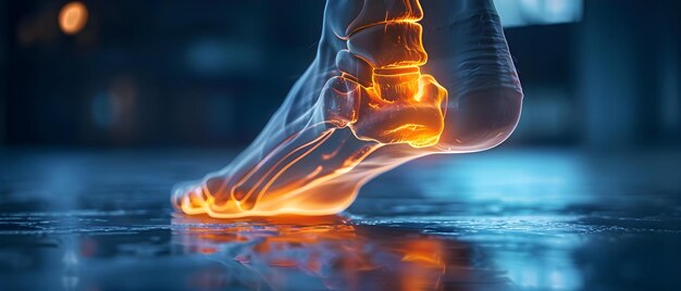 Untersuchung von Plantarfasziitis-Symptomen durch eine Nahaufnahme des menschlichen Fußes Konzept Podiatrie Fußgesundheit Plantarfasciitis Nahaufzeichnung Fotografie Medizinische Untersuchung