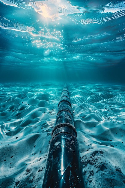 Unterwasser-Glasfaserkabel wird auf dem Meeresboden für die Internetverbindung installiert