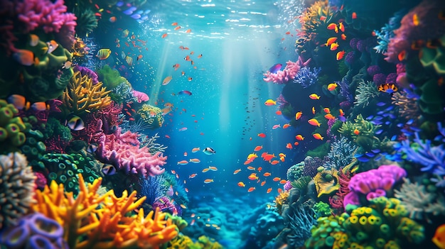 Unterwasser-Korallenriff mit einer Vielzahl von Fischen und Meeresleben