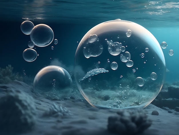Foto unterwasser-luftblasen, realistische ki-generate