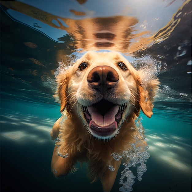 Unterwasser-Pose Golden Retriever Hund Fotografie