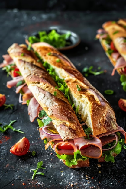 Foto unterwasser-sandwiches mit appetit foto dunkler hintergrund