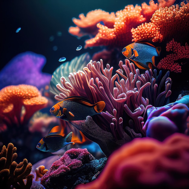 Unterwasseransicht des Korallenriffs Leben in tropischen Gewässern