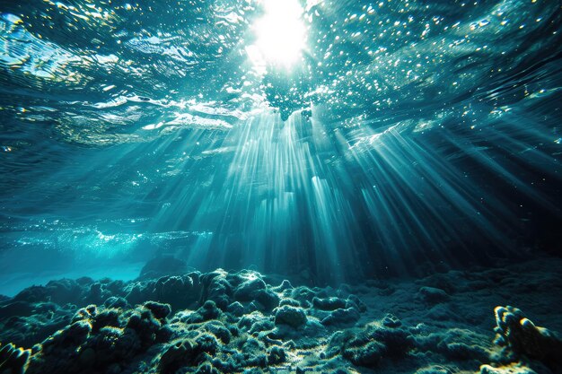 Foto unterwasseransicht welle über licht, das durchfiltert