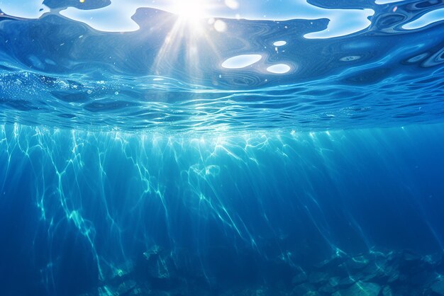 Unterwassermeer Erforschung des tiefen Abgrunds mit blauem Sonnenlicht Fesselnde Ozeantiefen, geschaffen mit G