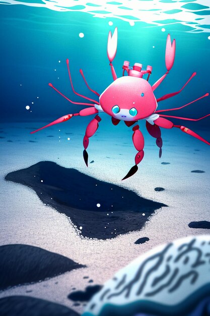 Unterwasserrosa Krabben-Meereslebewesen-Hintergrundillustration