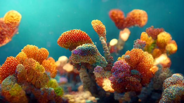 Foto unterwasserwelt mit realistischen pflanzen