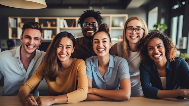 Untypische Männer und Frauen in einem modernen Büro. Glückliche Geschäftsleute, die bei der Zusammenarbeit lachen