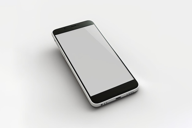 Unverzichtbares Gerät für jeden Tag Mobile mit leerem Bildschirm, um Text auf weißem Hintergrund zu platzieren Generative KI