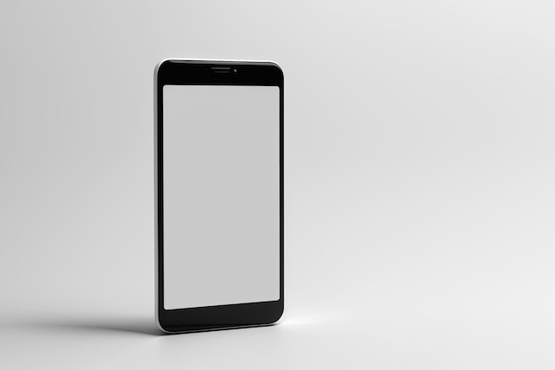 Unverzichtbares Gerät für jeden Tag Mobile mit leerem Bildschirm, um Text auf weißem Hintergrund zu platzieren Generative KI