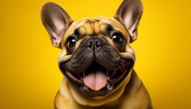 Unwiderstehlich niedliche Studioaufnahme eines liebenswerten Hundes auf einem lebendig gefärbten isolierten festen Hintergrund