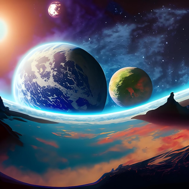 Unwirklicher fantastischer Planet Erde Raum 2_024121