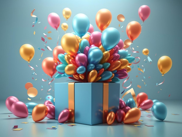 Up and Delivered 3D Flying Gift Box mit Ballons für das Online-Shopping