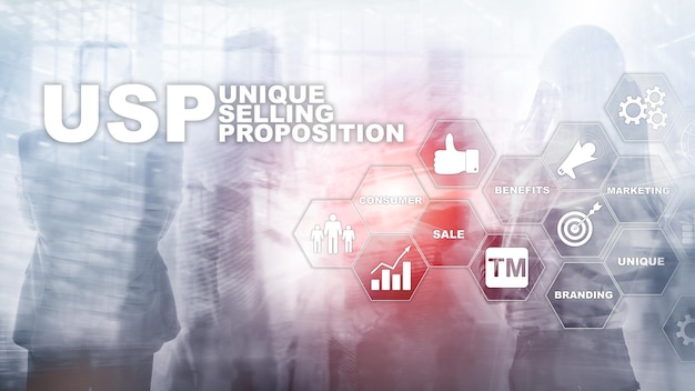 UPS Propuestas de venta únicas Concepto de negocios y finanzas en una pantalla virtual estructurada Medios mixtos