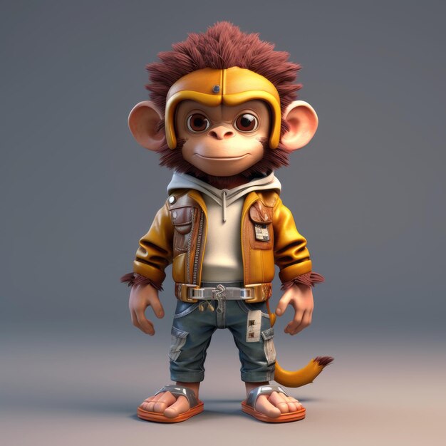 Urban Monkey Character 3D-Cartoon mit hoher Auflösung Psd Jacke