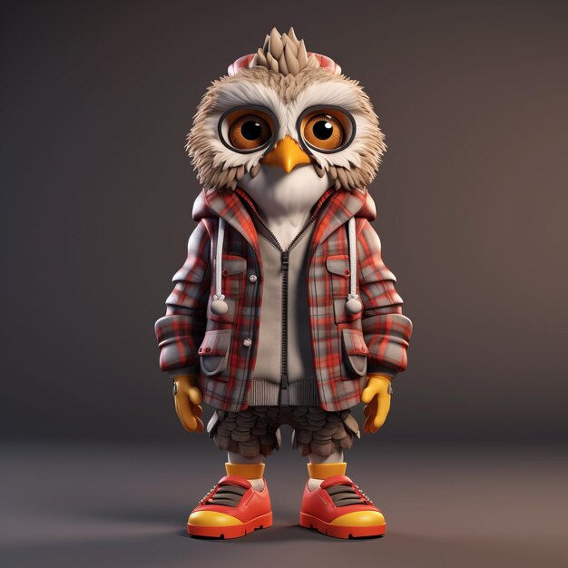 Foto urban owl un personaje de dibujos animados en 3d con estilo hiphop