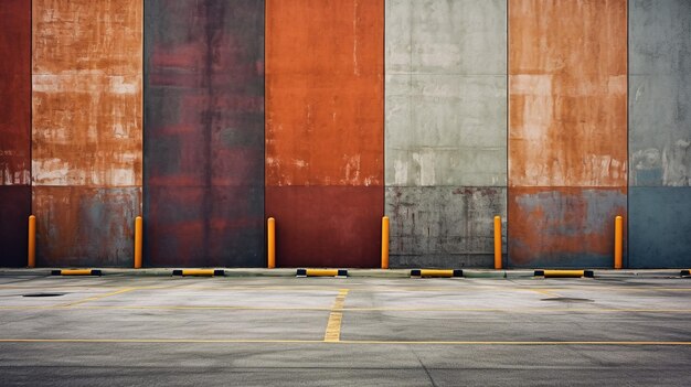 Urban Skyline Parking Lot Gran estacionamiento vacío para anuncios de automóviles ai generativo