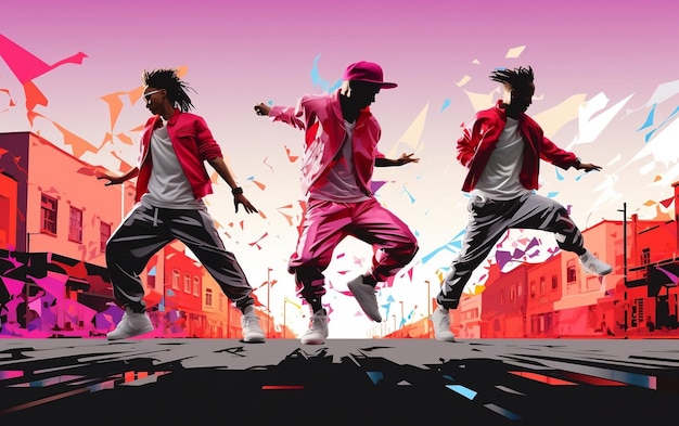 Urban Street Trio of Break Dancers Generative KI