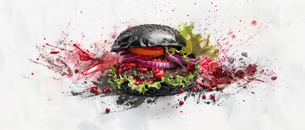 Urbaner Graffiti-Stil Burger isoliert auf weiß Hand gezeichnet moderne Illustration mit Textur