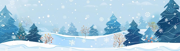 Urlaubsdekorationen Schneelandschaft Flachdesign Top View Winter Wunderland Thema Wasserfarbe Monochromatisches Farbschema