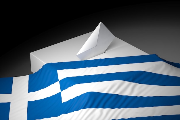 Urna con la bandera de Grecia