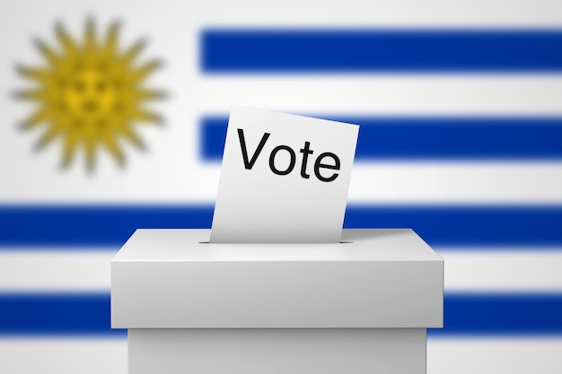 Urna electoral de uruguay y papel de votación d representación