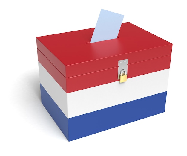 Urna de Holanda con la bandera de Holanda. Aislado sobre fondo blanco.