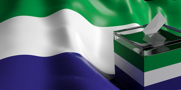 Foto urna en sierra leona bandera fondo 3d ilustración