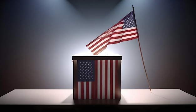 Urna de votación con emblemas de los Estados Unidos