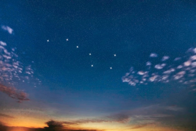 Ursa Maior, constelação de estrelas da Ursa Maior, céu noturno, aglomerado de estrelas, espaço profundo