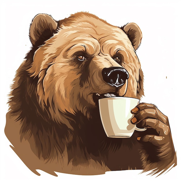 urso a beber café.