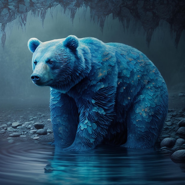 Urso azul, retrato polar, animal, arte gerada por ai