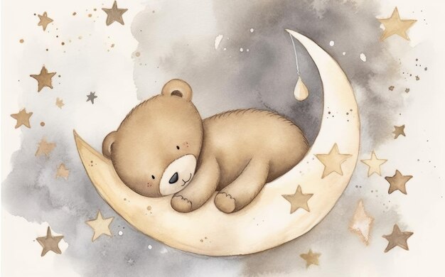 Urso dormindo na lua Gerar Ai