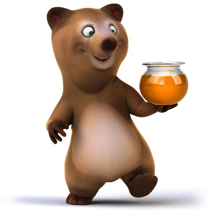 Foto urso engraçado com mel