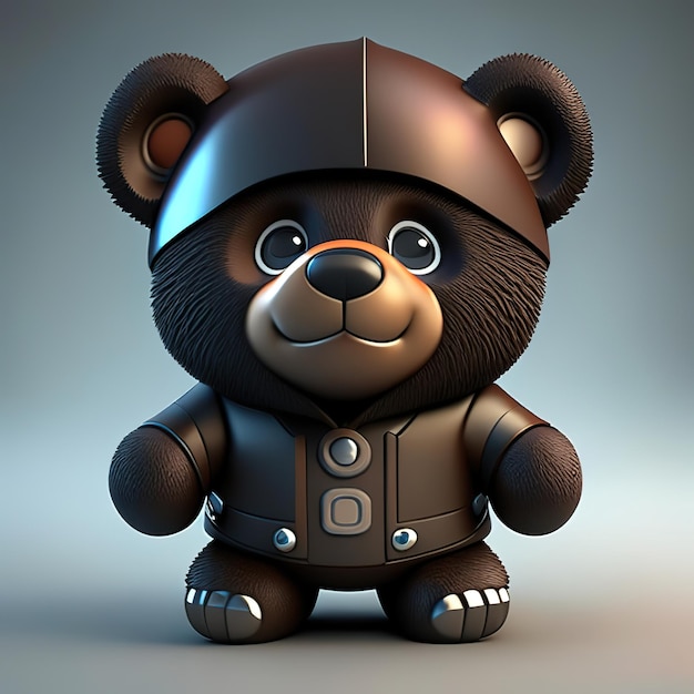 Urso engraçado com roupas em 3d Generative AI