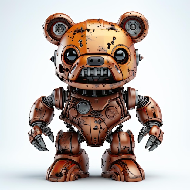 urso ilustração robô zumbi 3d