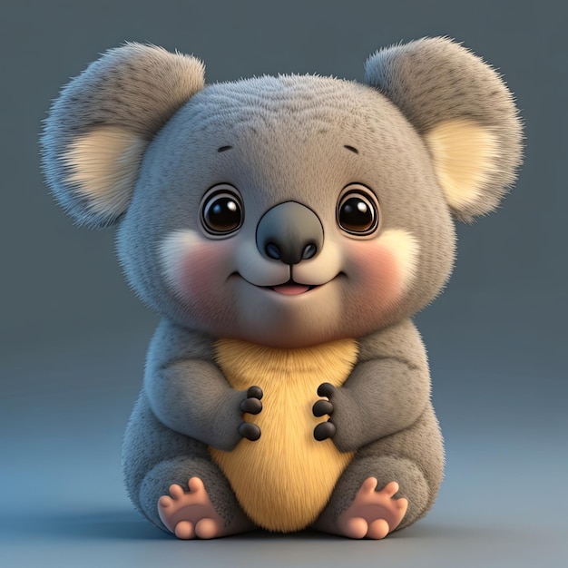 Foto urso koala bonito bebê gordo animal conlorful e realista 3d