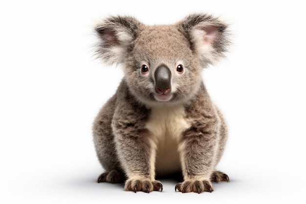 Foto urso koala isolado em fundo branco com caminho de corte animal nativo australiano