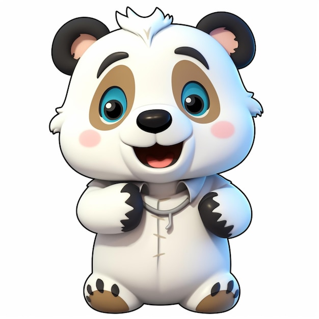 urso panda de desenho animado com casaco branco e orelhas pretas