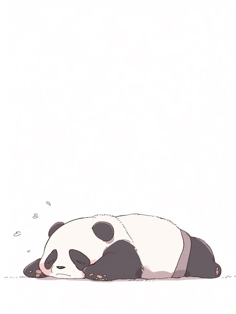 urso panda dormindo no chão com a cabeça nas patas generativo ai