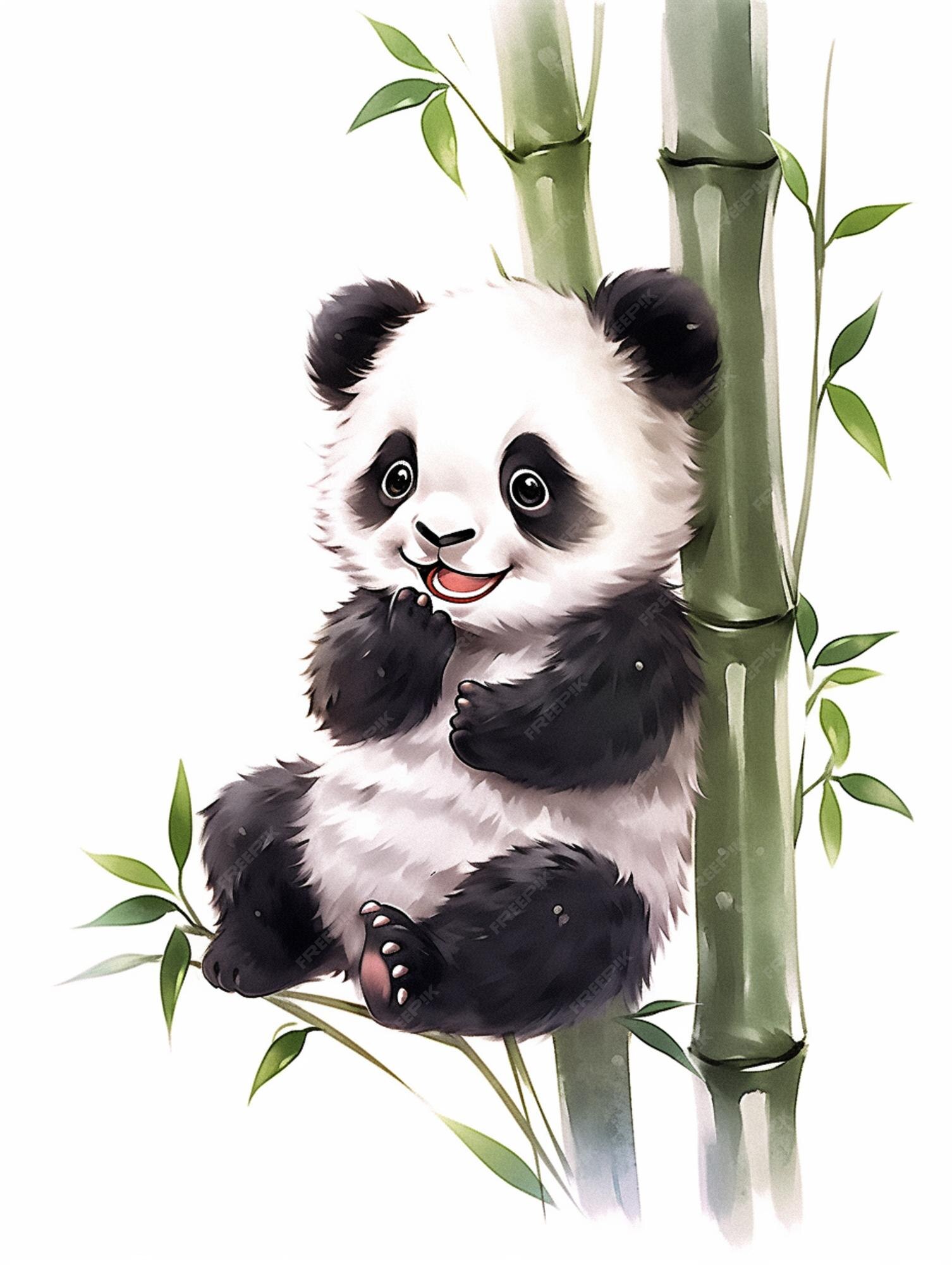 Panda Dos Desenhos Animados No Bambu Da Selva Ilustração do Vetor -  Ilustração de sorriso, bambu: 56096738