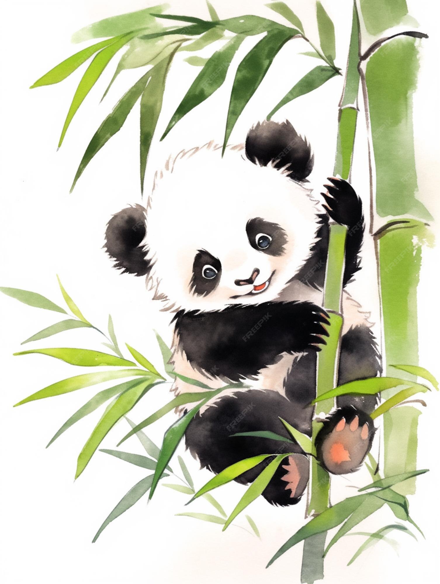 Fundo Uma Imagem De Urso Panda Sentado Em Bambu Fundo, Panda