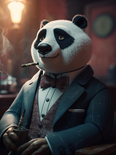 Legal mas veja esse panda vermelho agiota fumando um charuto