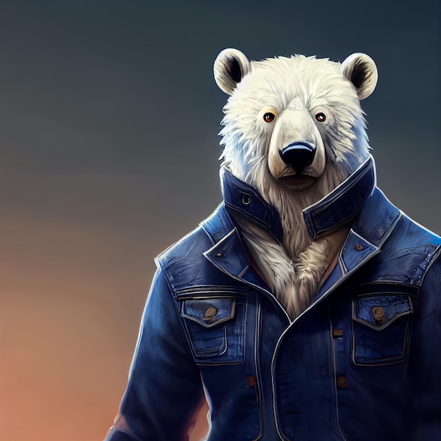 urso polar antropomórfico com ilustração de roupas