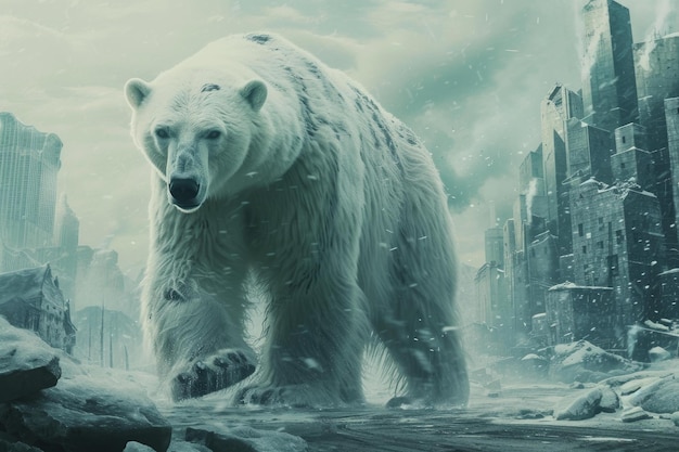 Urso Polar cidade inverno Gerar Ai