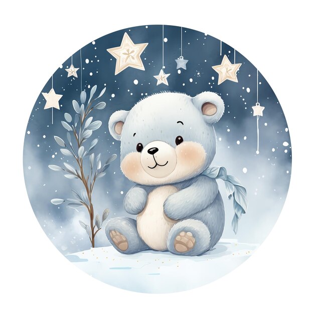 Urso polar de Natal Urso branco bonito em um lenço sentado gerado por IA