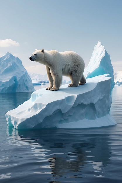 Foto urso polar de pé em um iceberg no mar criado usando tecnologia de ia generativa