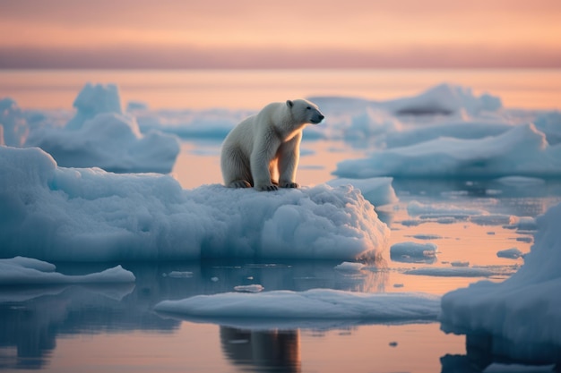 urso polar em um degelo