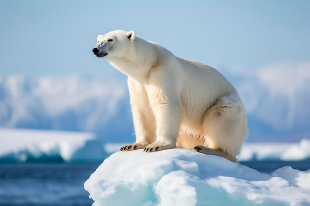 Urso polar em um iceberg em seu habitat natural no círculo ártico gerado por IA