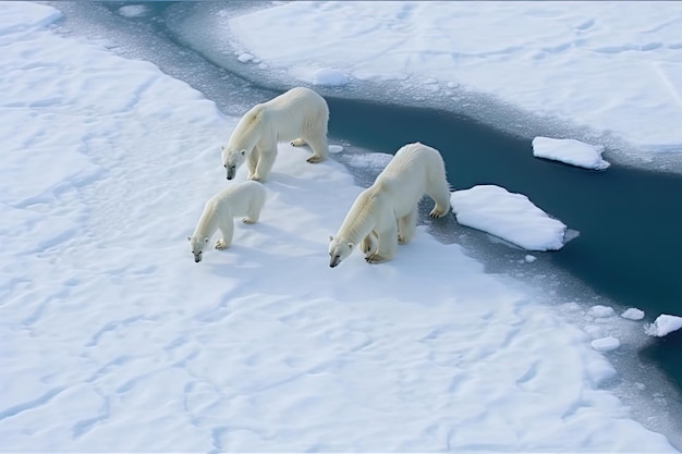 Urso polar no conceito de aquecimento global de gelo